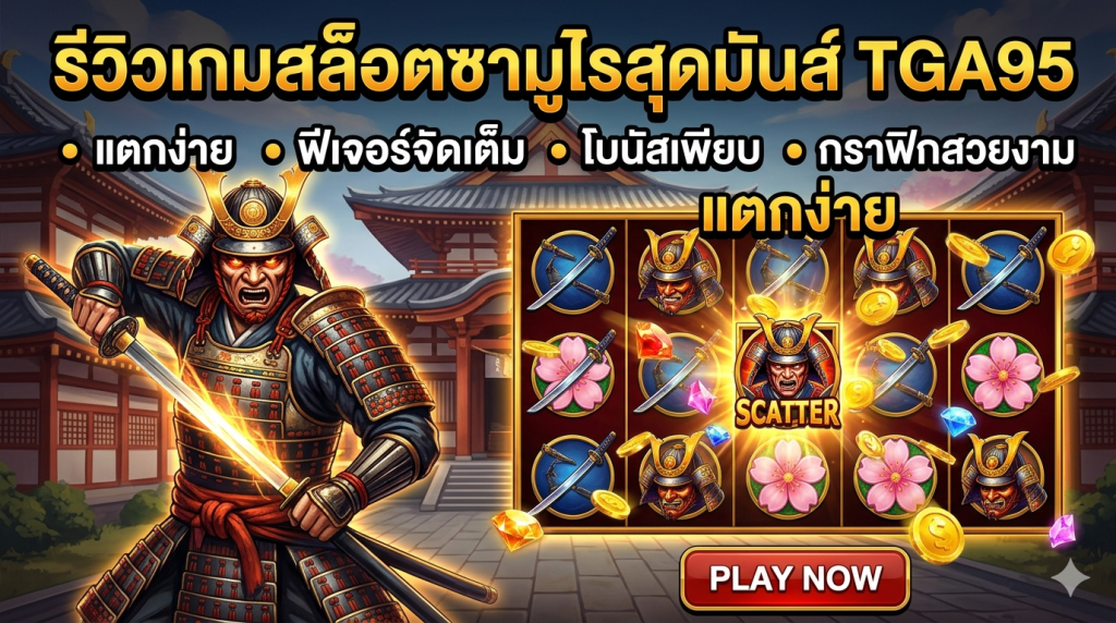 รีวิวเกมสล็อตซามูไรสุดมันส์ TGA95 แตกง่าย ฟีเจอร์จัดเต็ม​